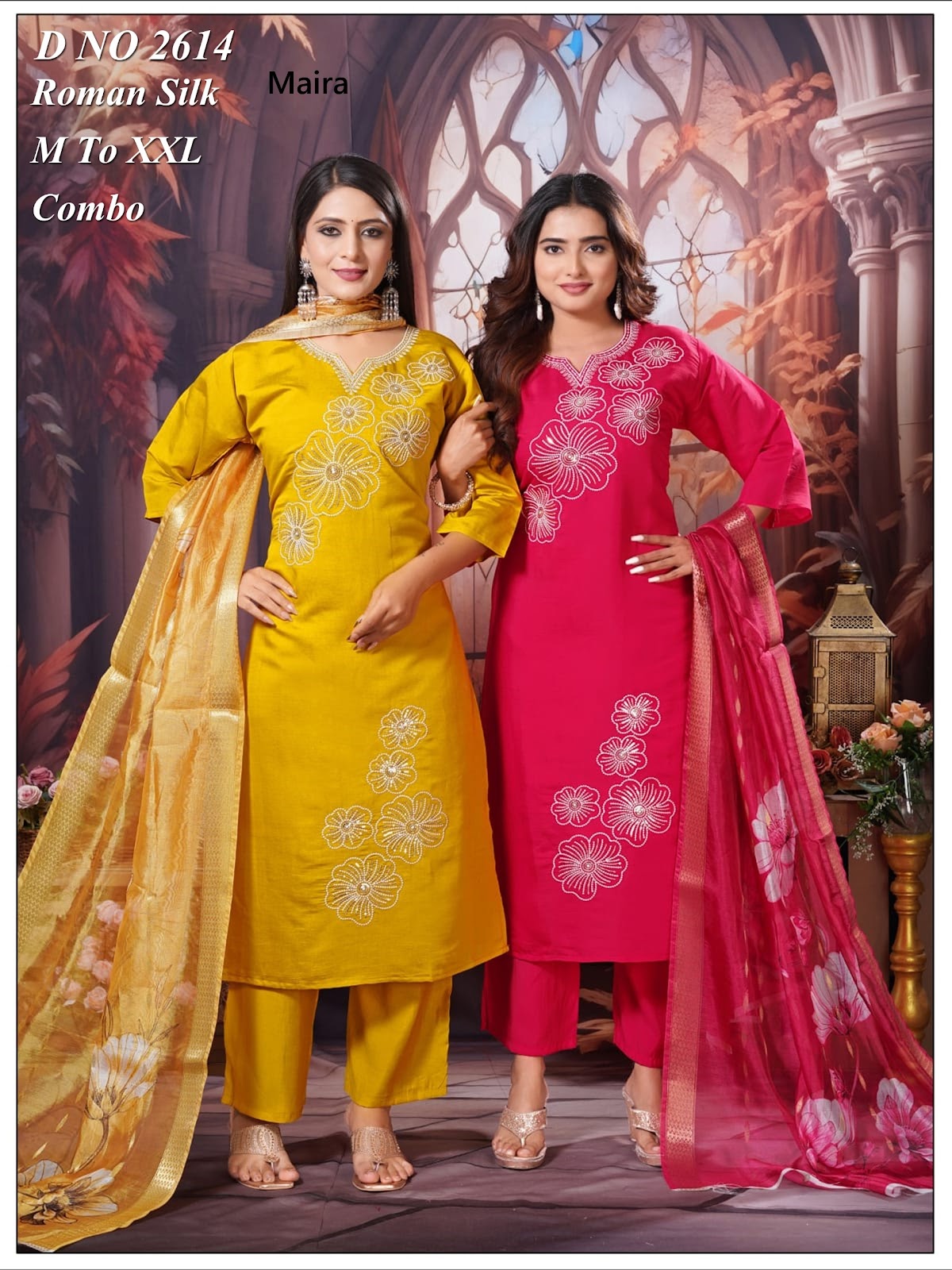 Design 031125 Maira Roman Silk Readymade Pant Style Suits Supplier