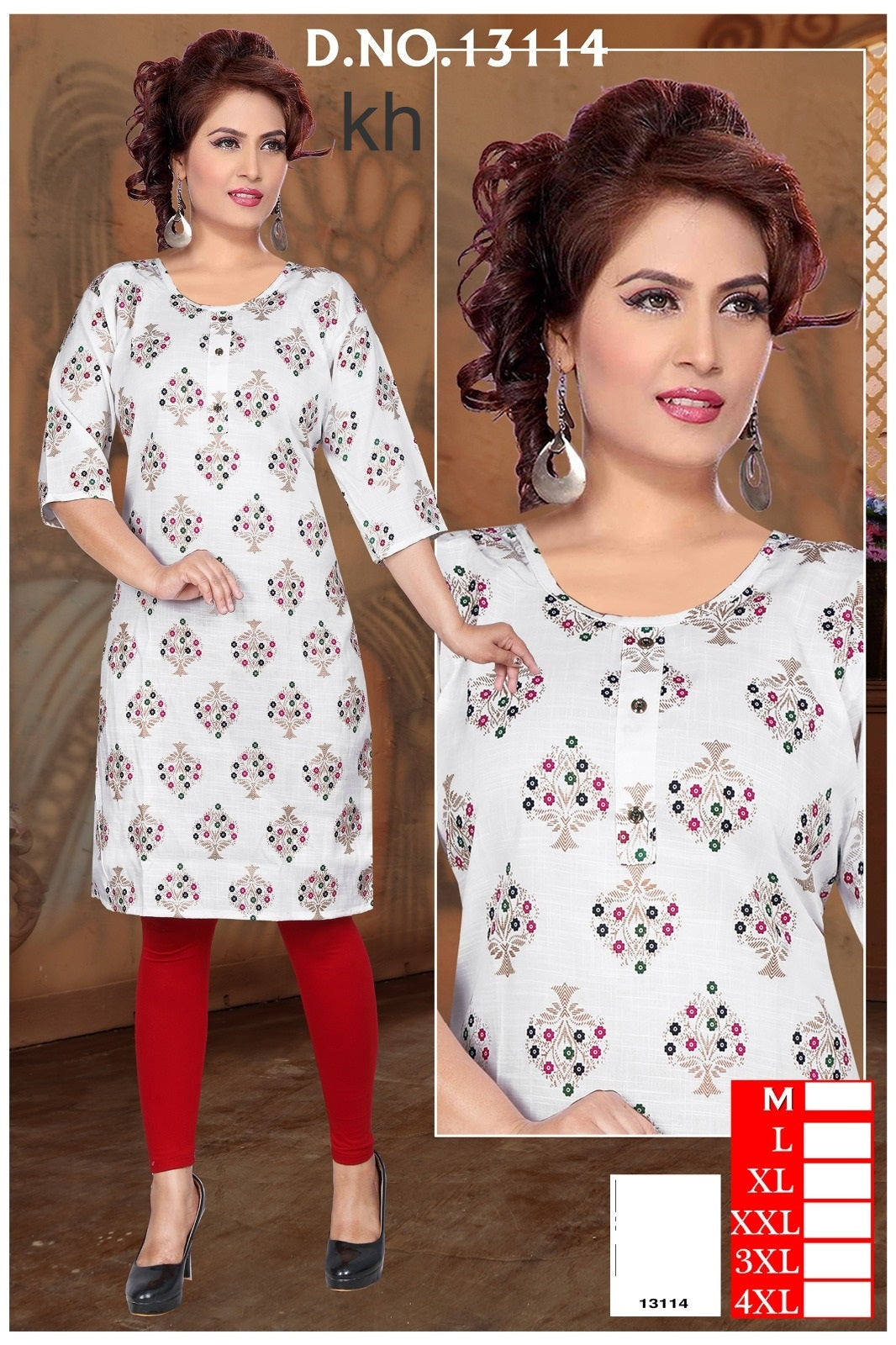 Design 080525 Kh Two Tone Knee Length Kurtis Wholesale Price