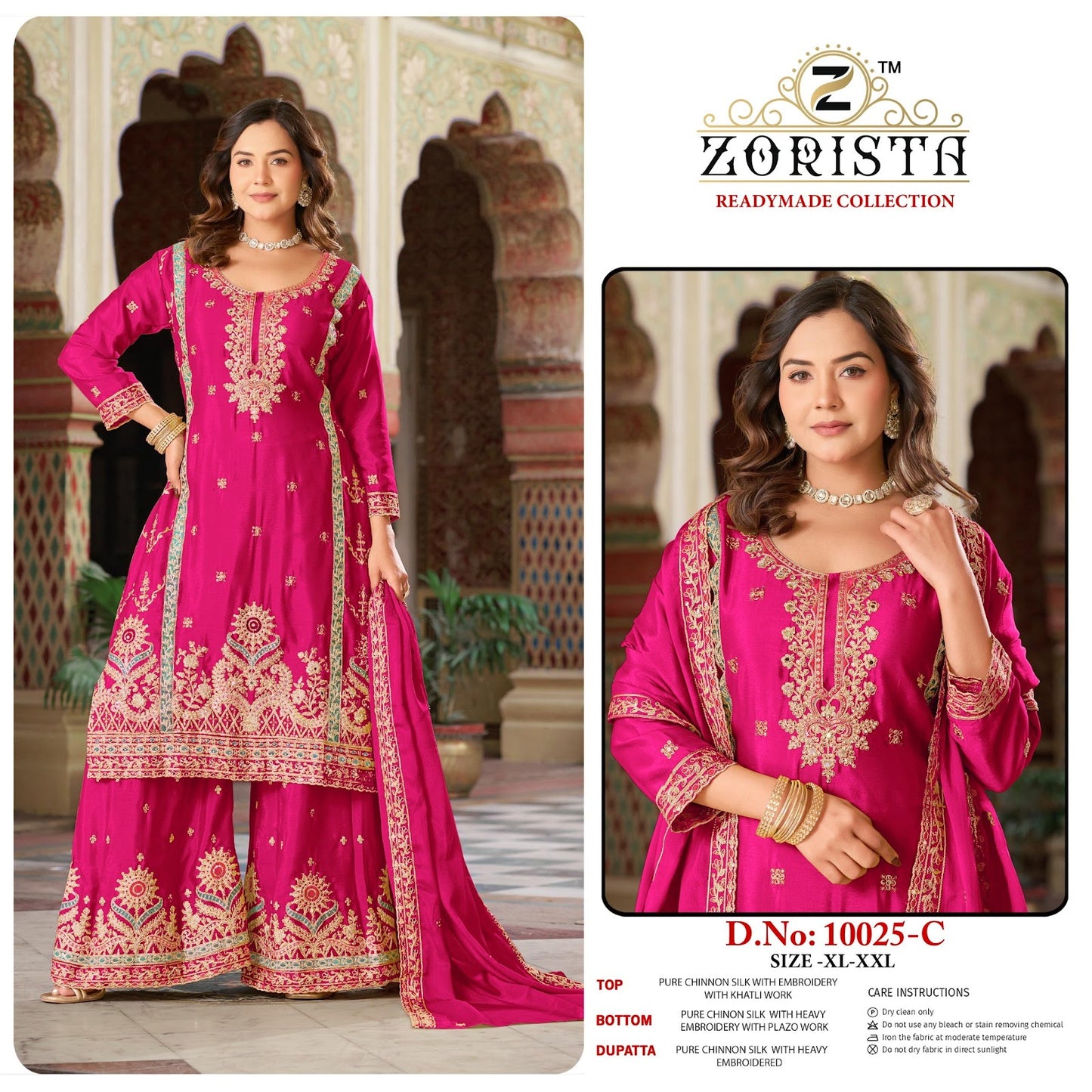 Design 10025 Zorista Chinnon Silk Pakistani Readymade Suits Wholesale Price