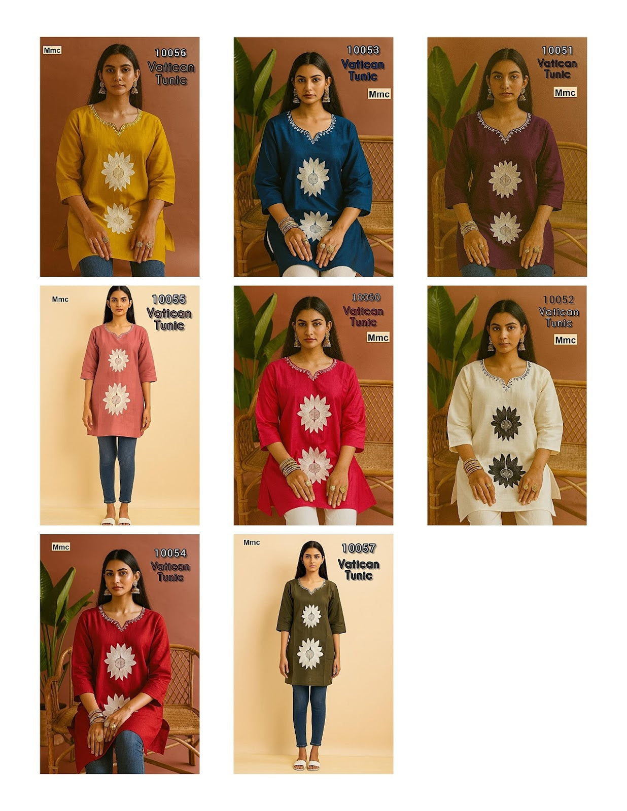 Design 10050-10057 Mmc Vatican Short Kurtis Exporter Ahmedabad