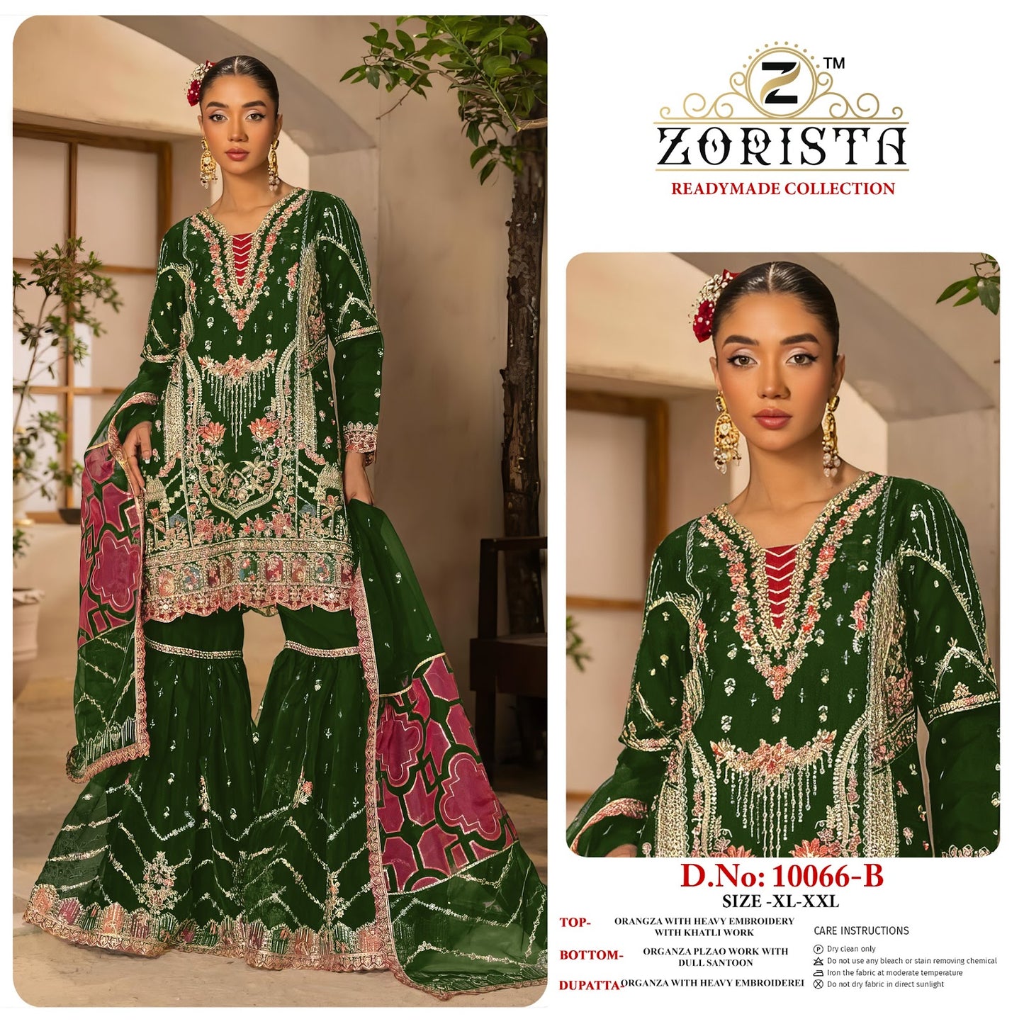Design 10066 Zorista Organza Silk Pakistani Readymade Suits Wholesale Price