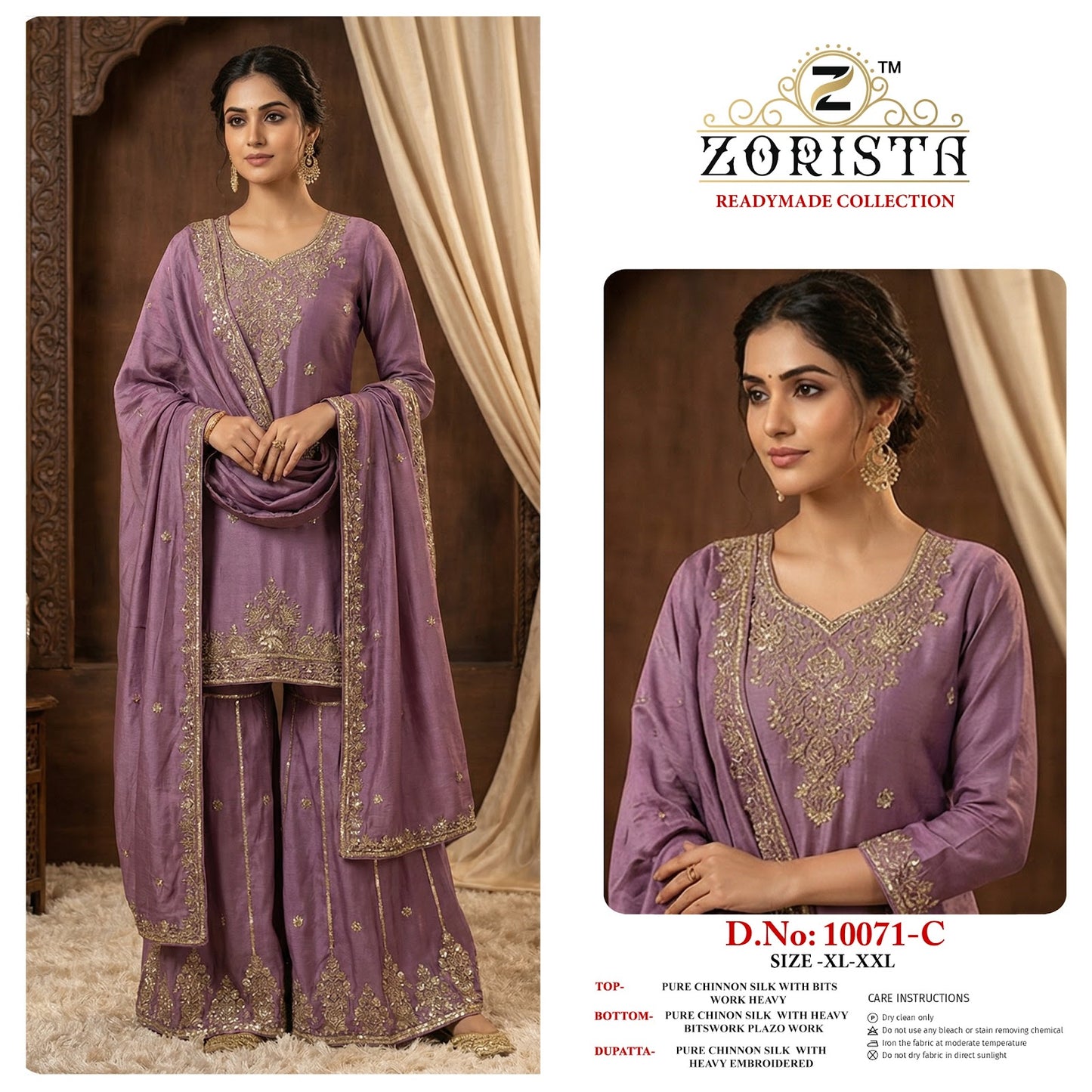 Design 10071 Zorista Chinnon Silk Pakistani Readymade Suits Wholesale Price