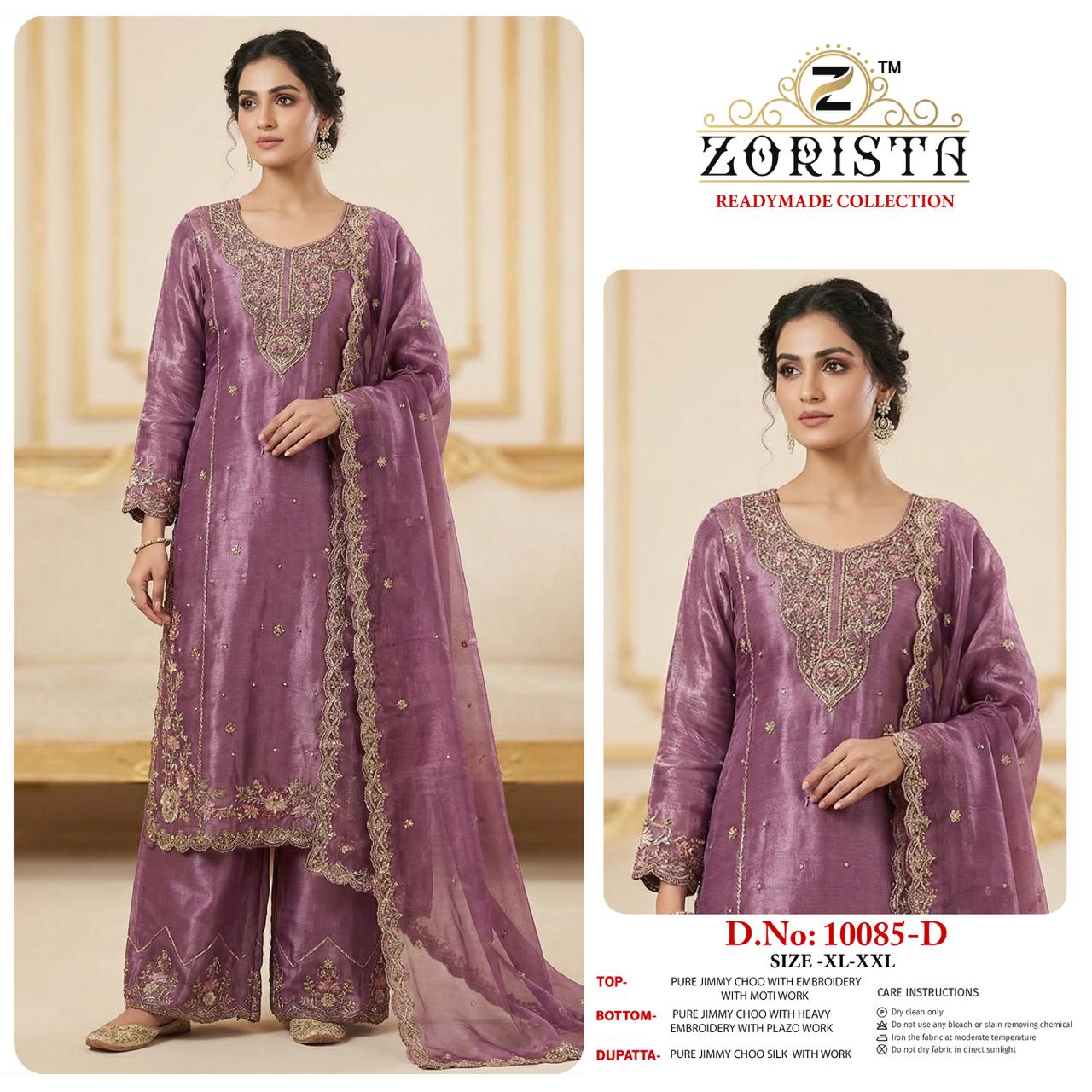 Design 10085 Zorista Jimmy Choo Pakistani Readymade Suits Supplier