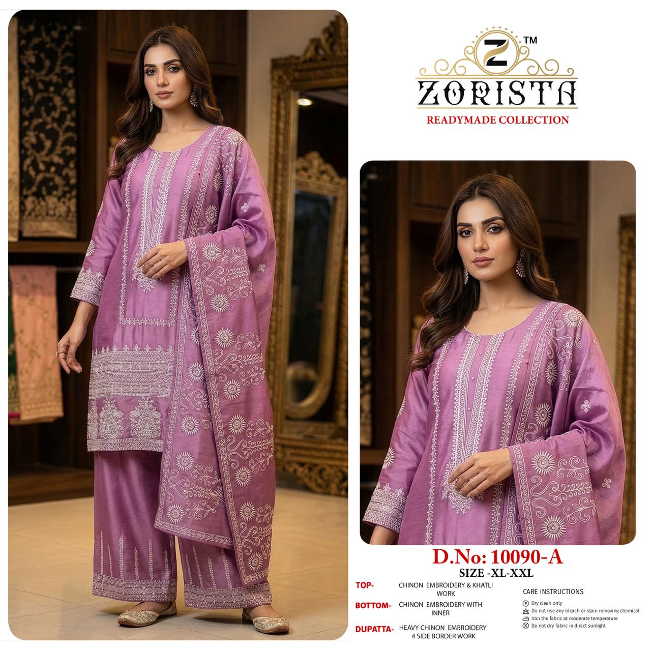 Design 10090 Zorista Chinnon Silk Pakistani Readymade Suits Wholesaler Ahmedabad