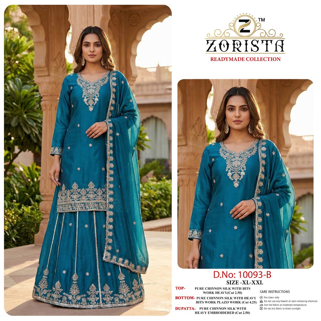 Design 10093 Zorista Chinnon Silk Pakistani Readymade Suits Wholesaler