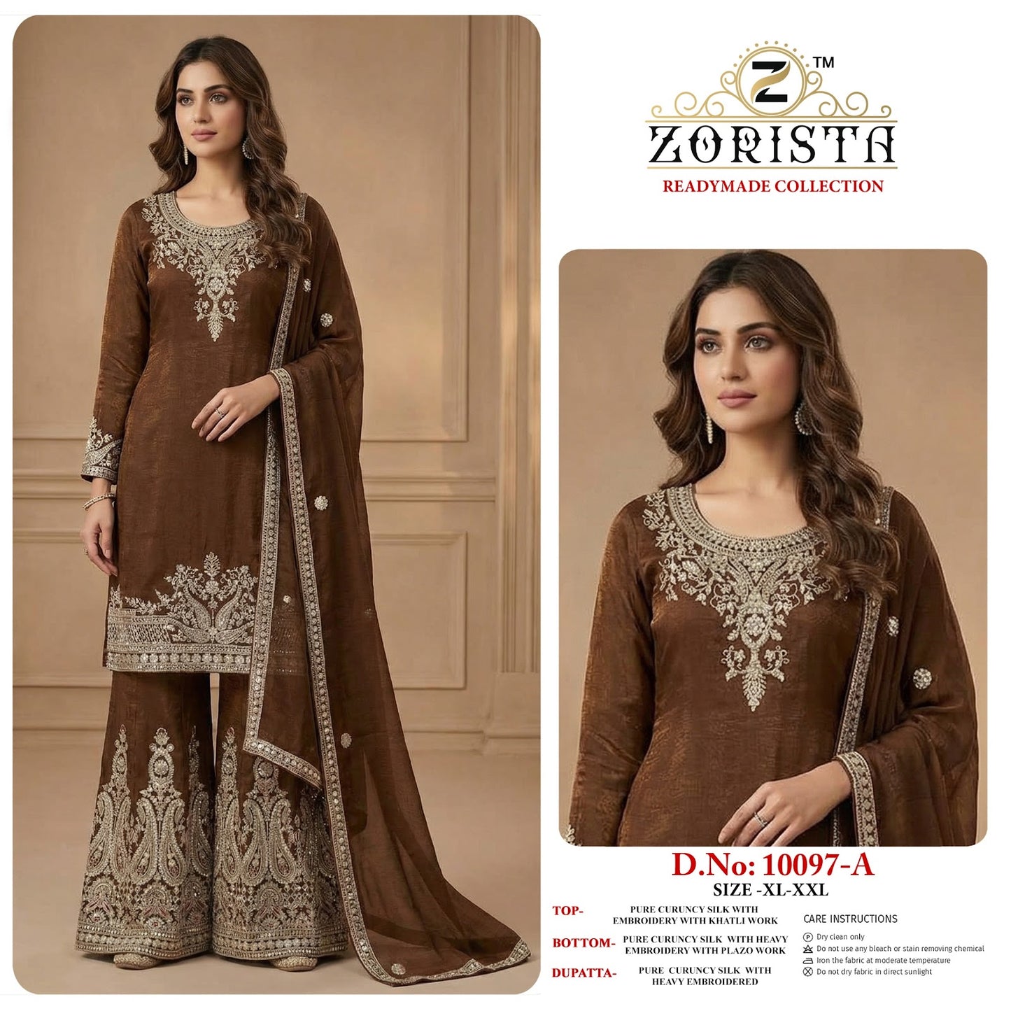 Design 10097 Zorista Crunchy Silk Pakistani Readymade Suits Wholesale Price