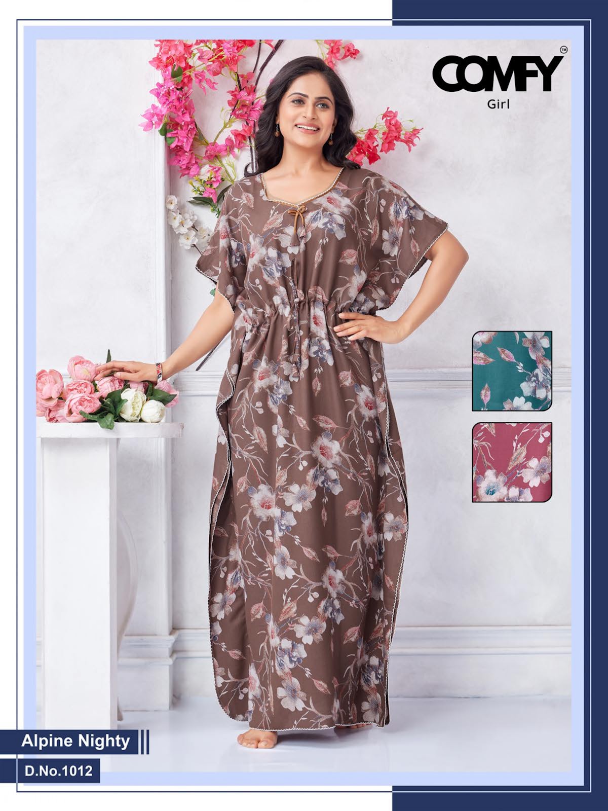 Design 1011-1012 Comfy Alpine Kaftan Nighty Exporter Ahmedabad