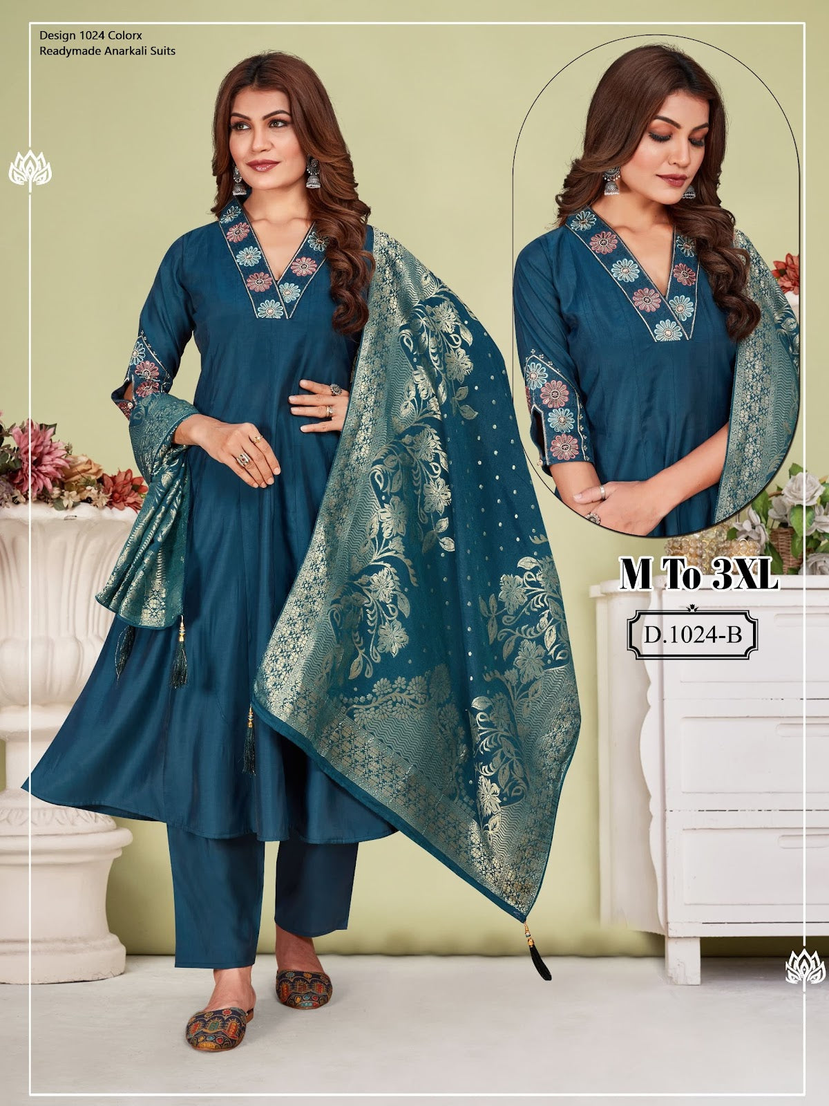 Design 1024 Colorx Roman Silk Readymade Anarkali Suits Wholesale Price