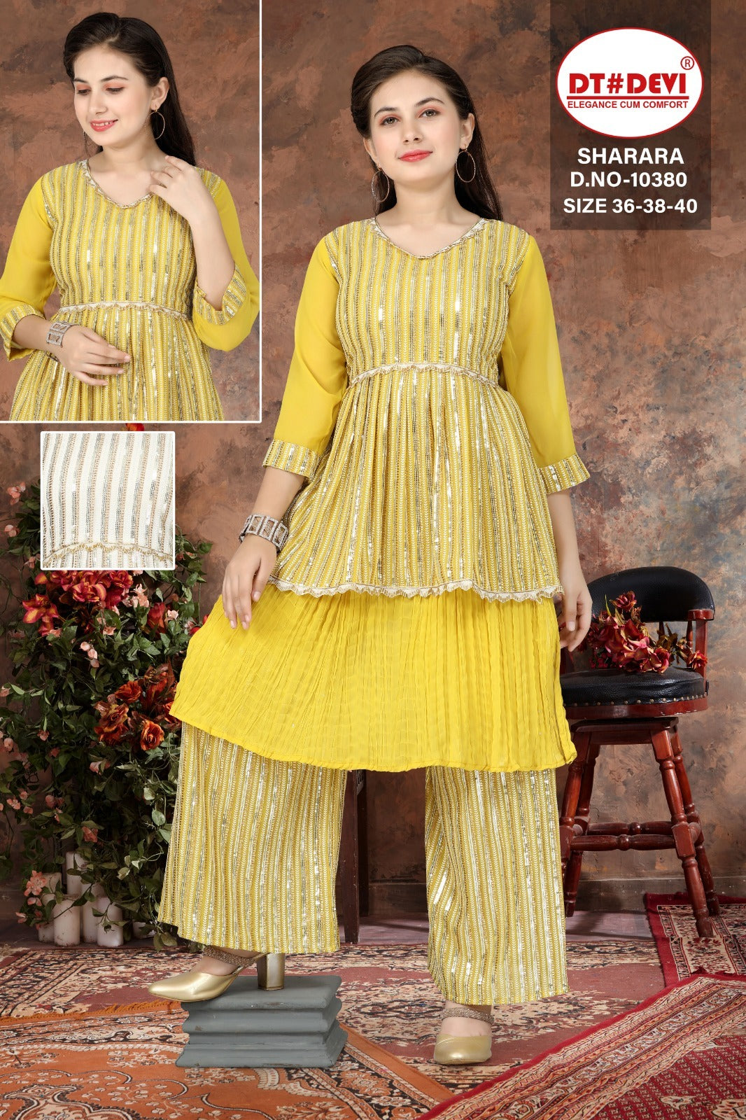 Design 10380 Dt Devi Readymade Girls Sharara Suits Exporter Ahmedabad
