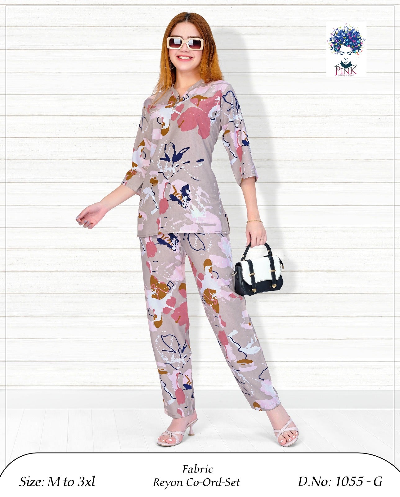 Design 1055 G Pink Reyon Co Ord Set Manufacturer