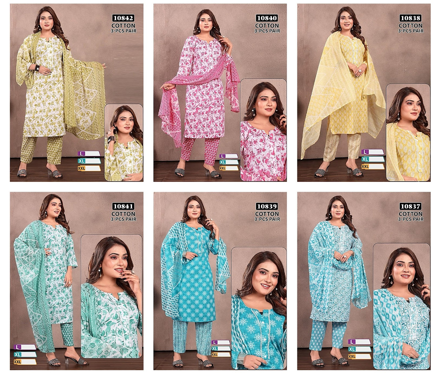 Design 10837-10842 Mmc Readymade Cotton Pant Suits Supplier