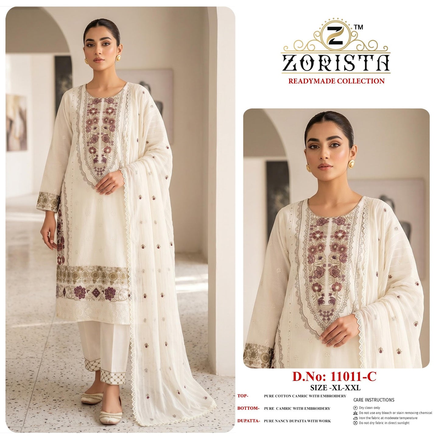 Design 11011 Abcd Zorista Cambric Cotton Pakistani Readymade Suits Wholesaler India
