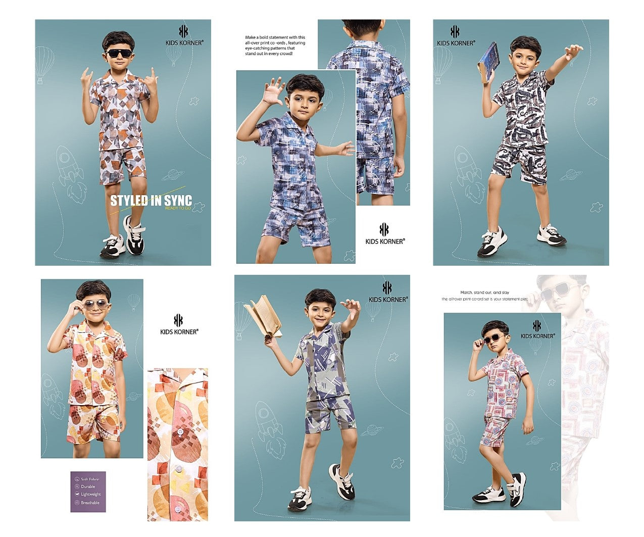 Design 1111 Kids Korner Looper Boys Shorts Set Wholesale Rate