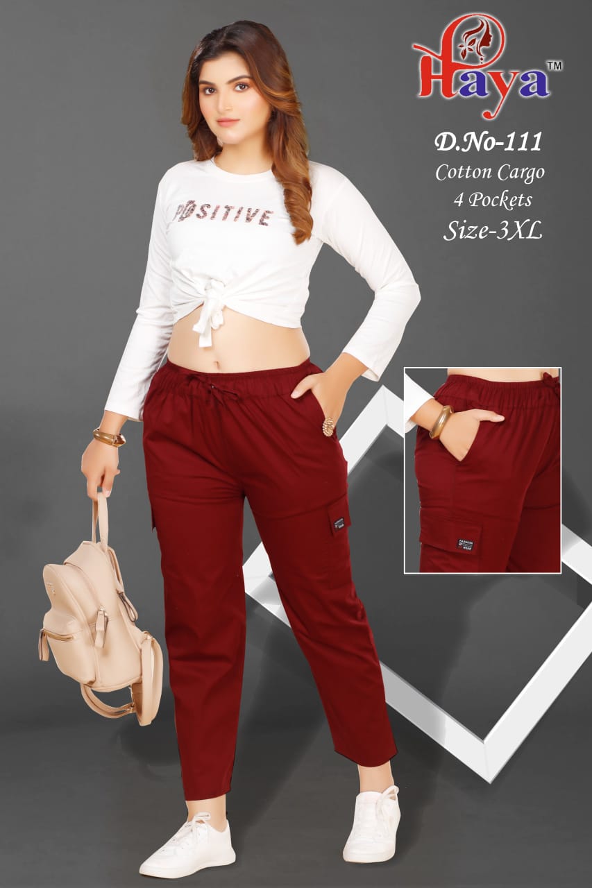 Design 111 Hanso Cotton Women Cargo Pants Supplier Ahmedabad