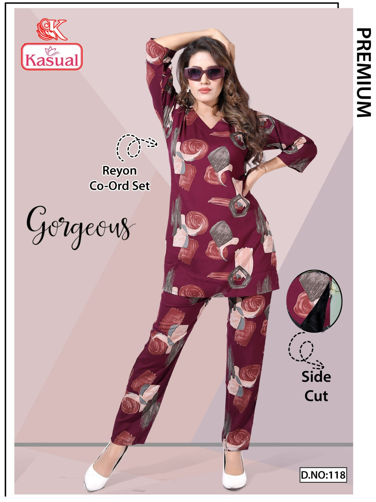 Design 113-118 Kasual Reyon Co Ord Set Exporter