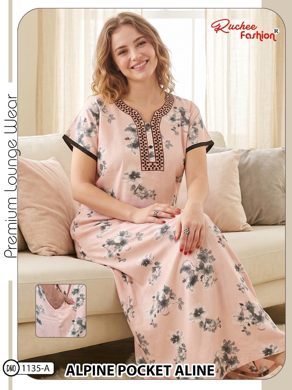 Design 1132-1135 Ruchee Fashion Alpine Night Gowns Wholesaler Gujarat
