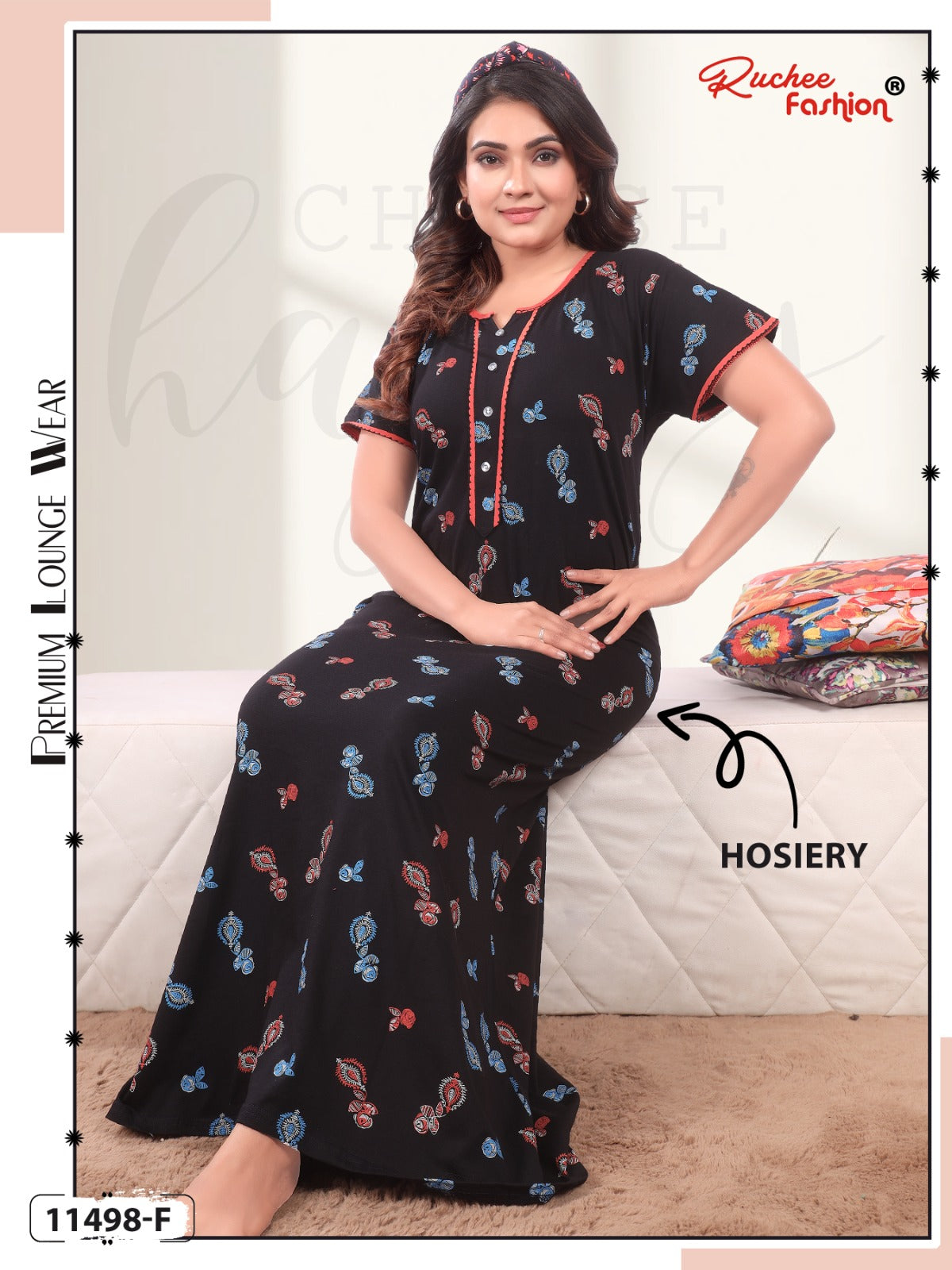 Design 11498 Ruchee Fashion Hosiery Night Gowns Manufacturer India