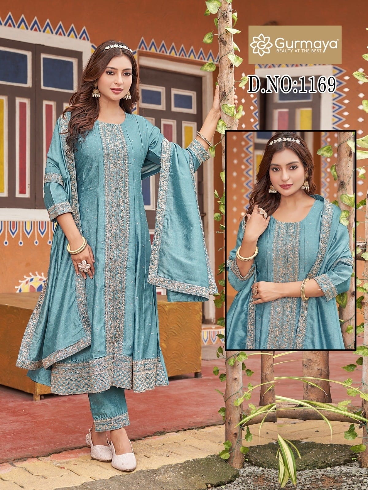 Design 1167-1169-1192-1193 Aanchi Vichitra Silk Readymade Suits Wholesaler India