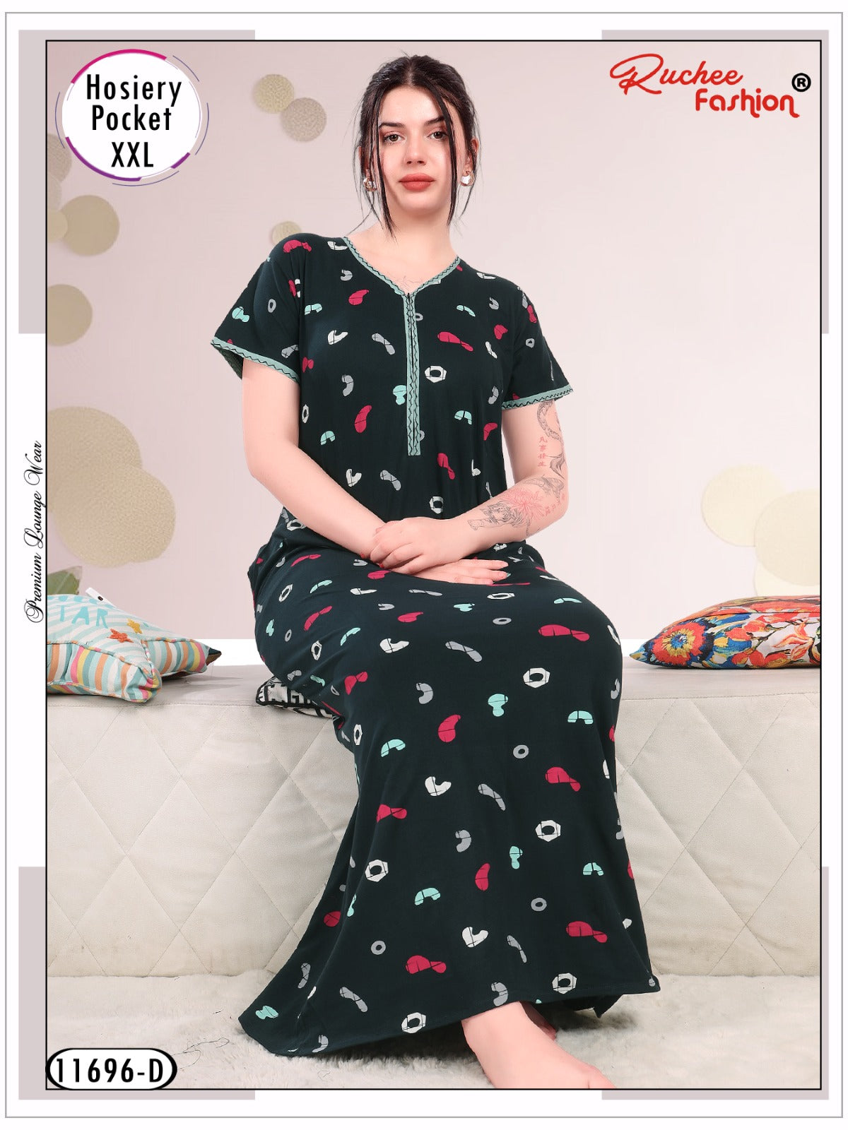 Design 11696 Ruchee Fashion Hosiery Night Gowns Manufacturer