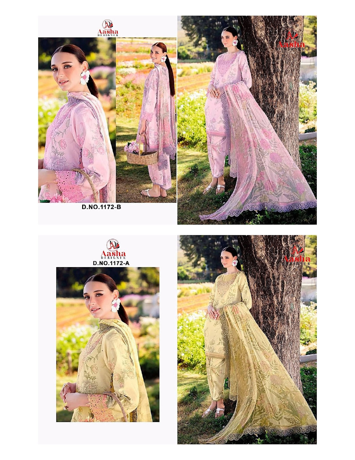 Design 1172 Ab Aasha Designer Cotton Karachi Salwar Suits Supplier Gujarat