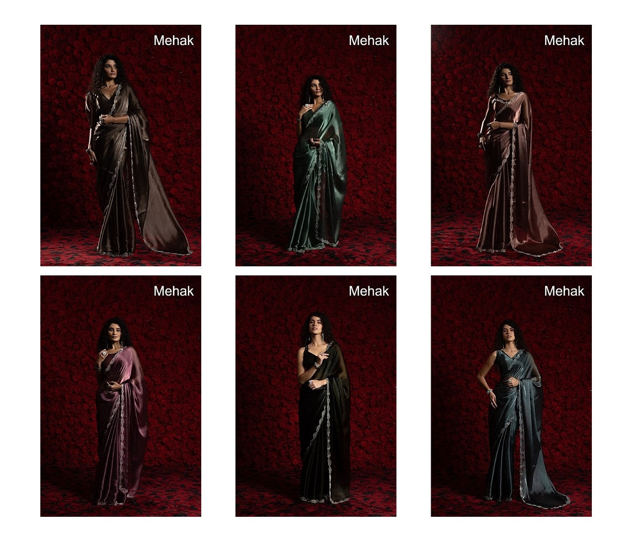 Design 1239A To 1239F Mehak Chiffon Sarees Exporter Gujarat