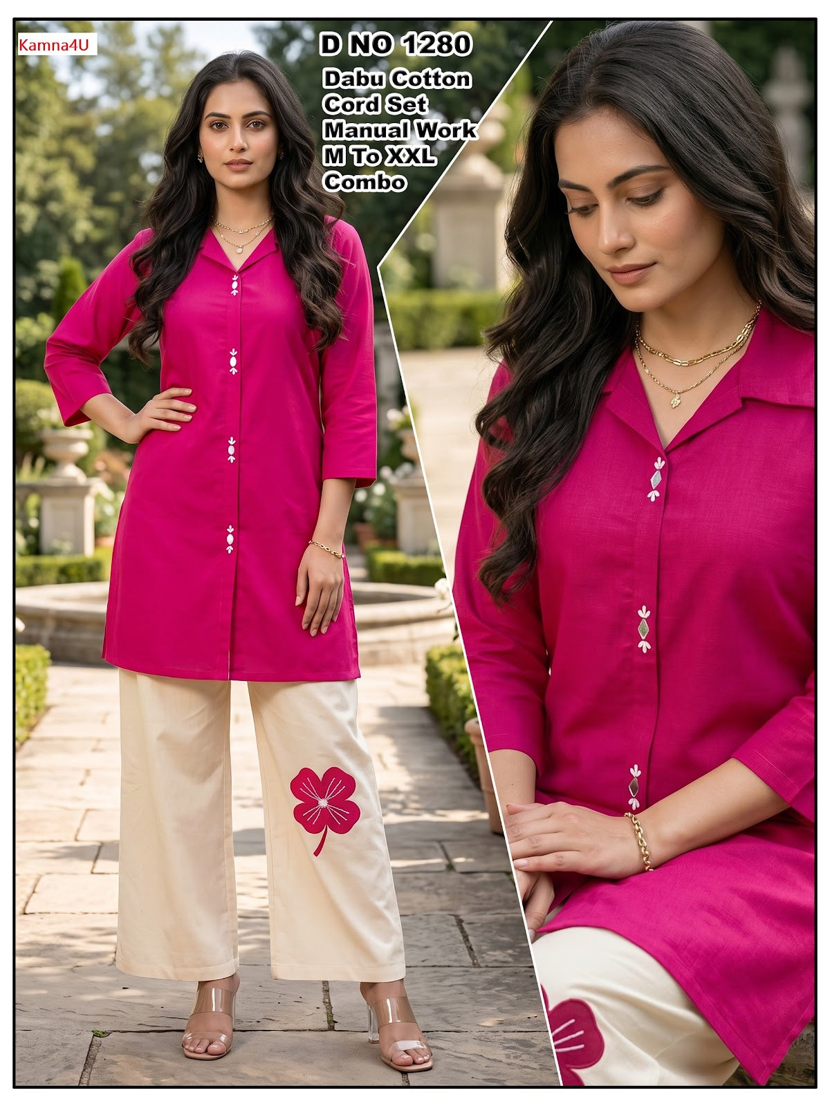 Design 1280 Kamna4U Dhabu Cotton Co Ord Set Wholesale Rate