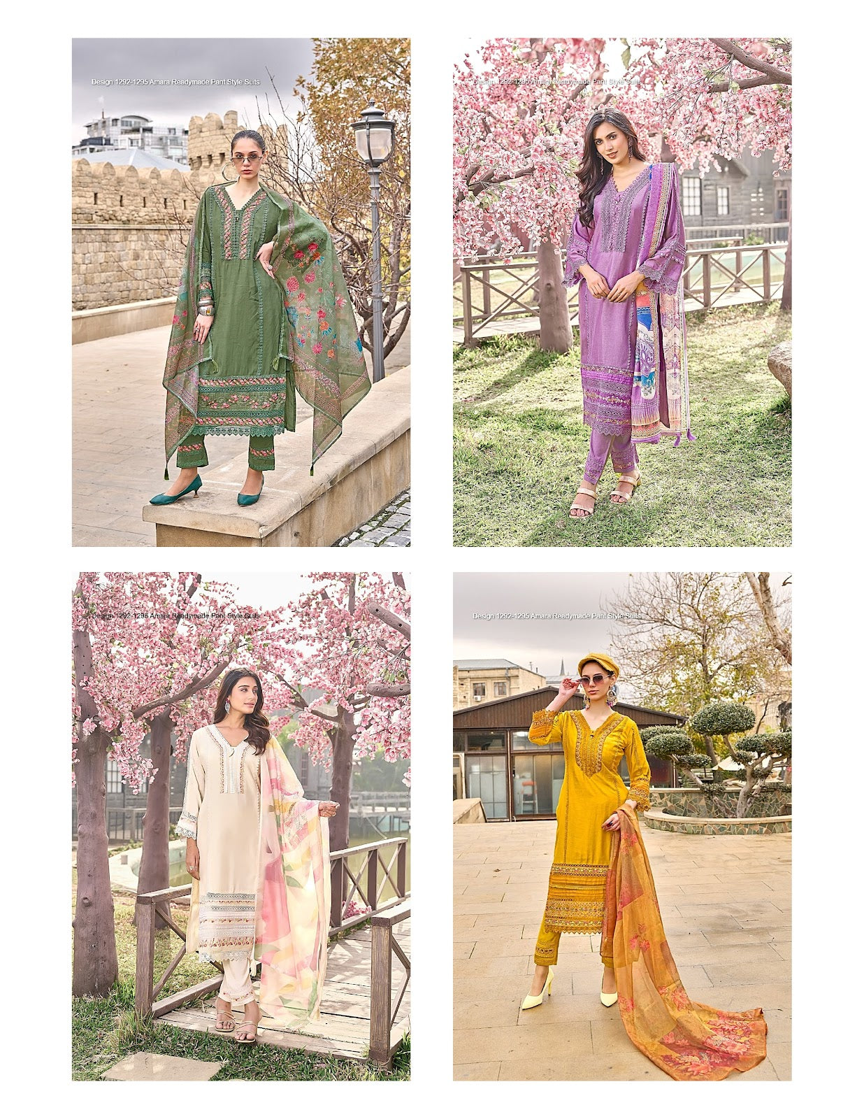 Design 1292 1295 Amara Muslin Readymade Pant Style Suits Supplier India
