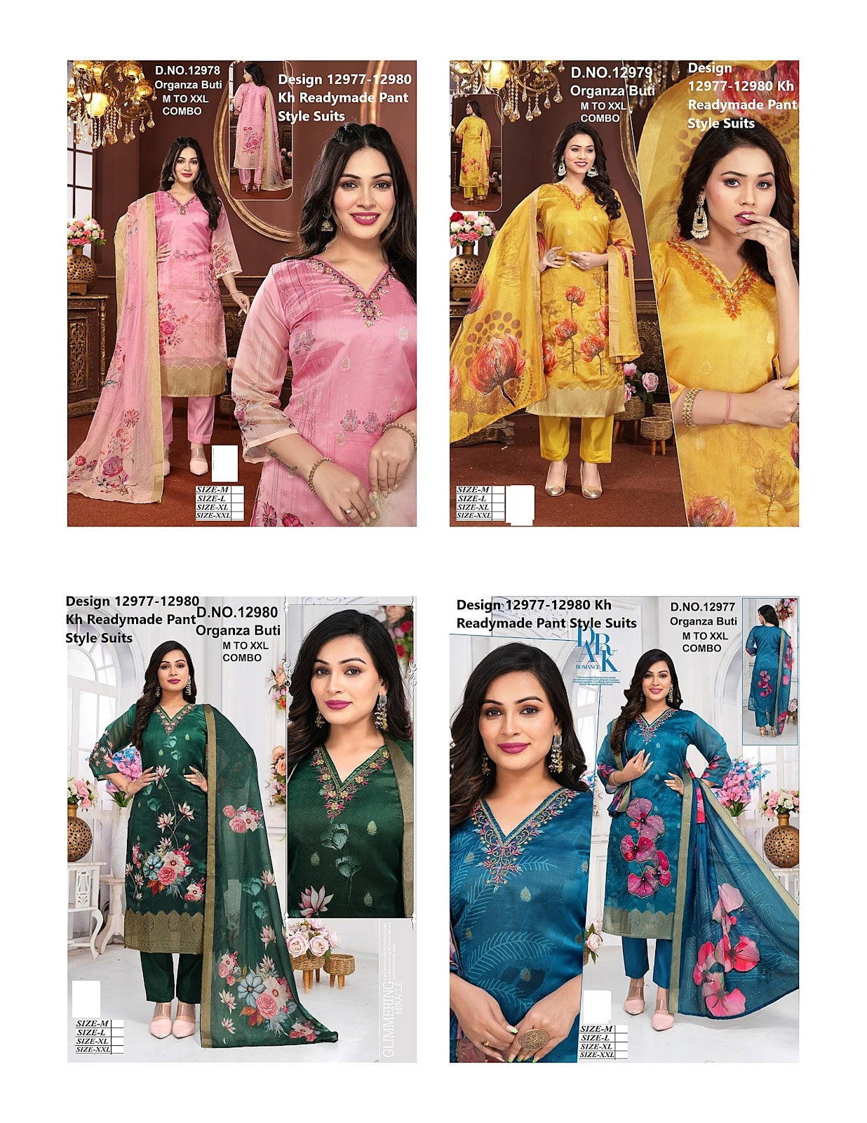Design 12977 12980 Kh Organza Readymade Pant Style Suits Exporter