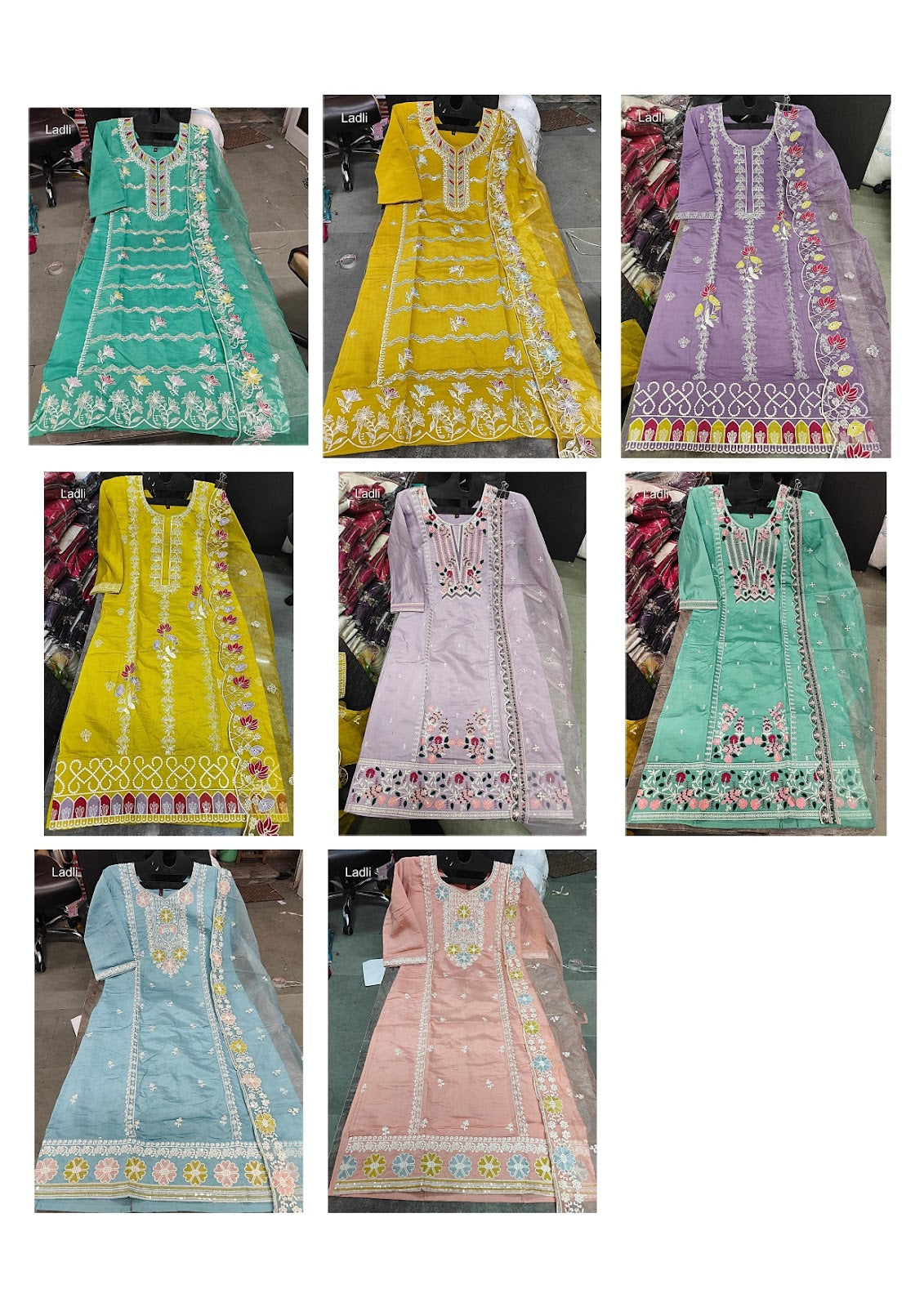 Design 130325 Ladli Roman Silk Readymade Pant Style Suits Wholesale Price