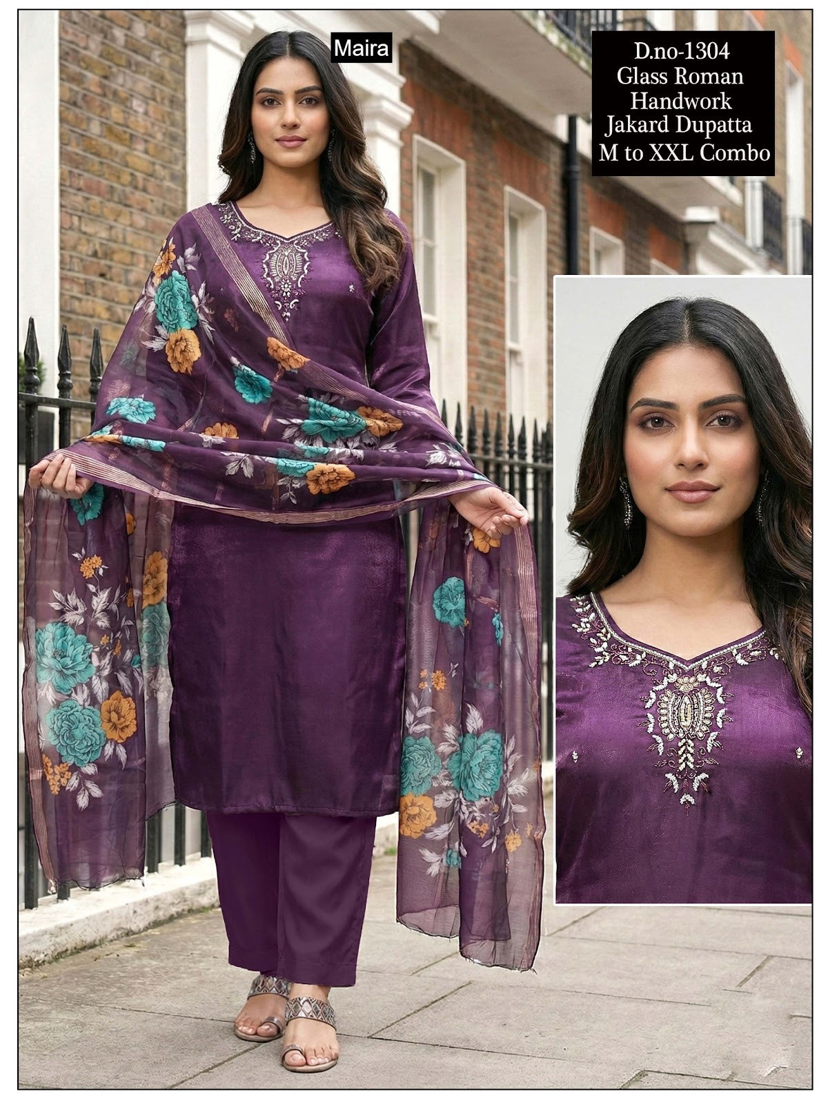 Design 1303 To 1308 Maira Roman Readymade Pant Style Suits Wholesale Price