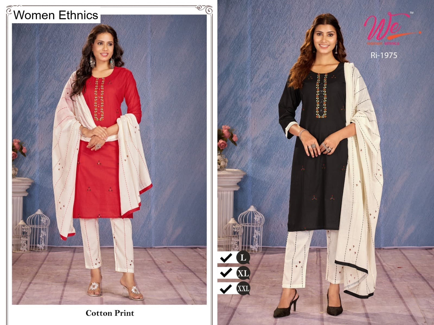 Design 1306 Women Ethnics Readymade Cotton Pant Suits Manufacturer