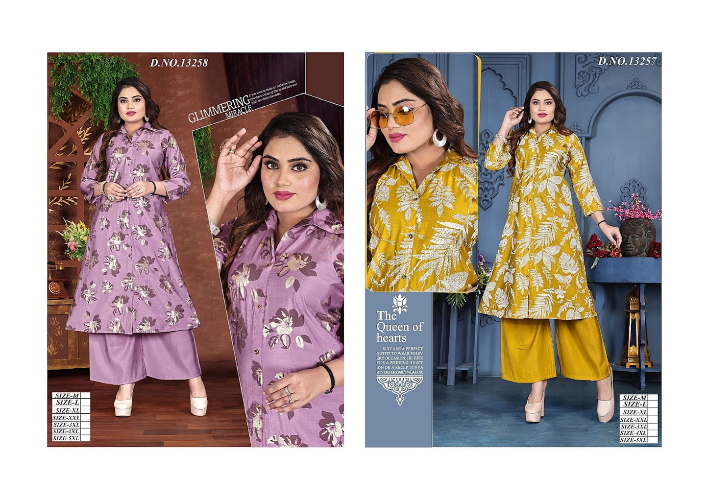 Design 13257-13258 Kh Roman Silk Kurti Plazzo Set Supplier
