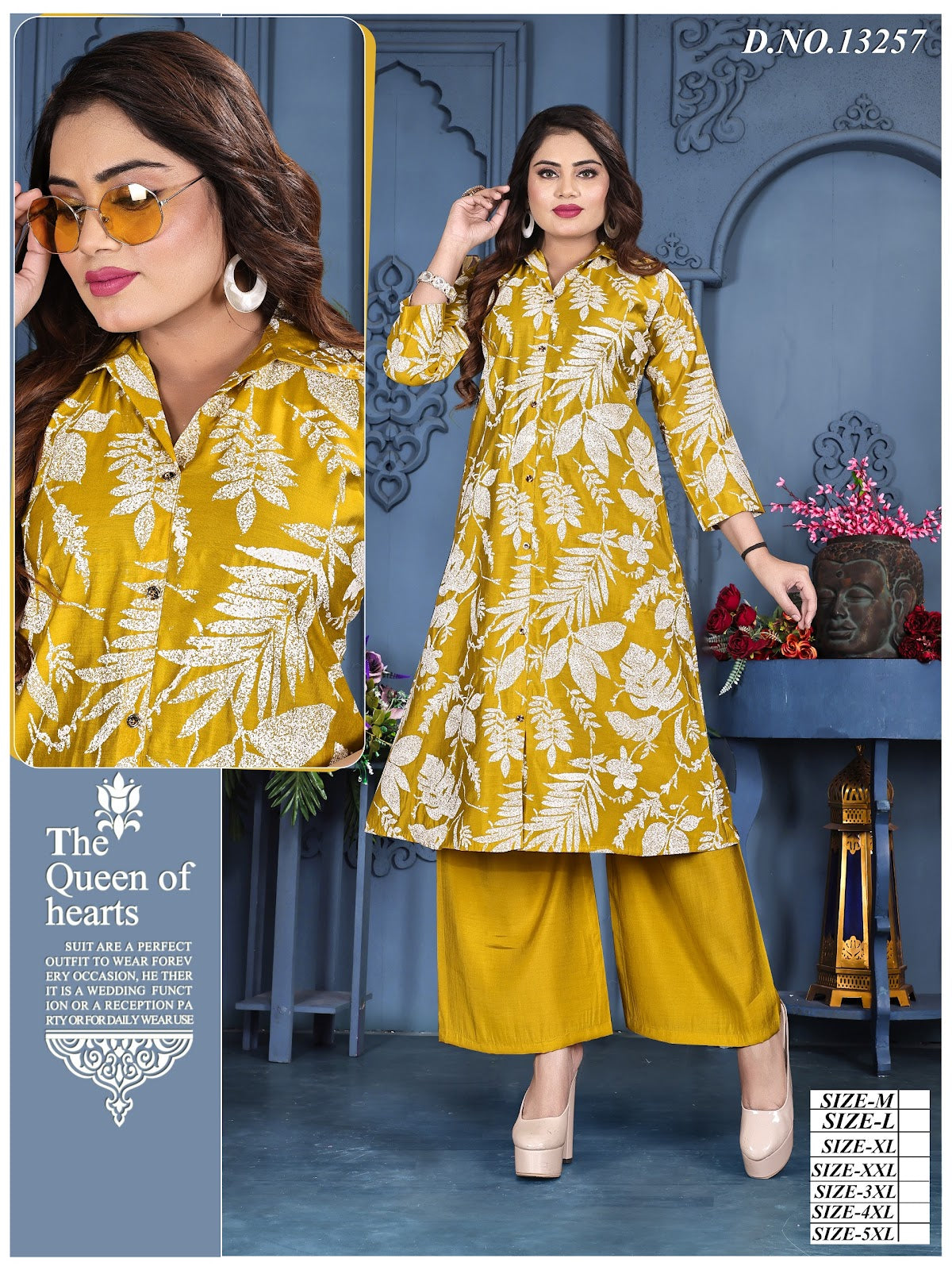 Design 13257-13258 Kh Roman Silk Kurti Plazzo Set Supplier