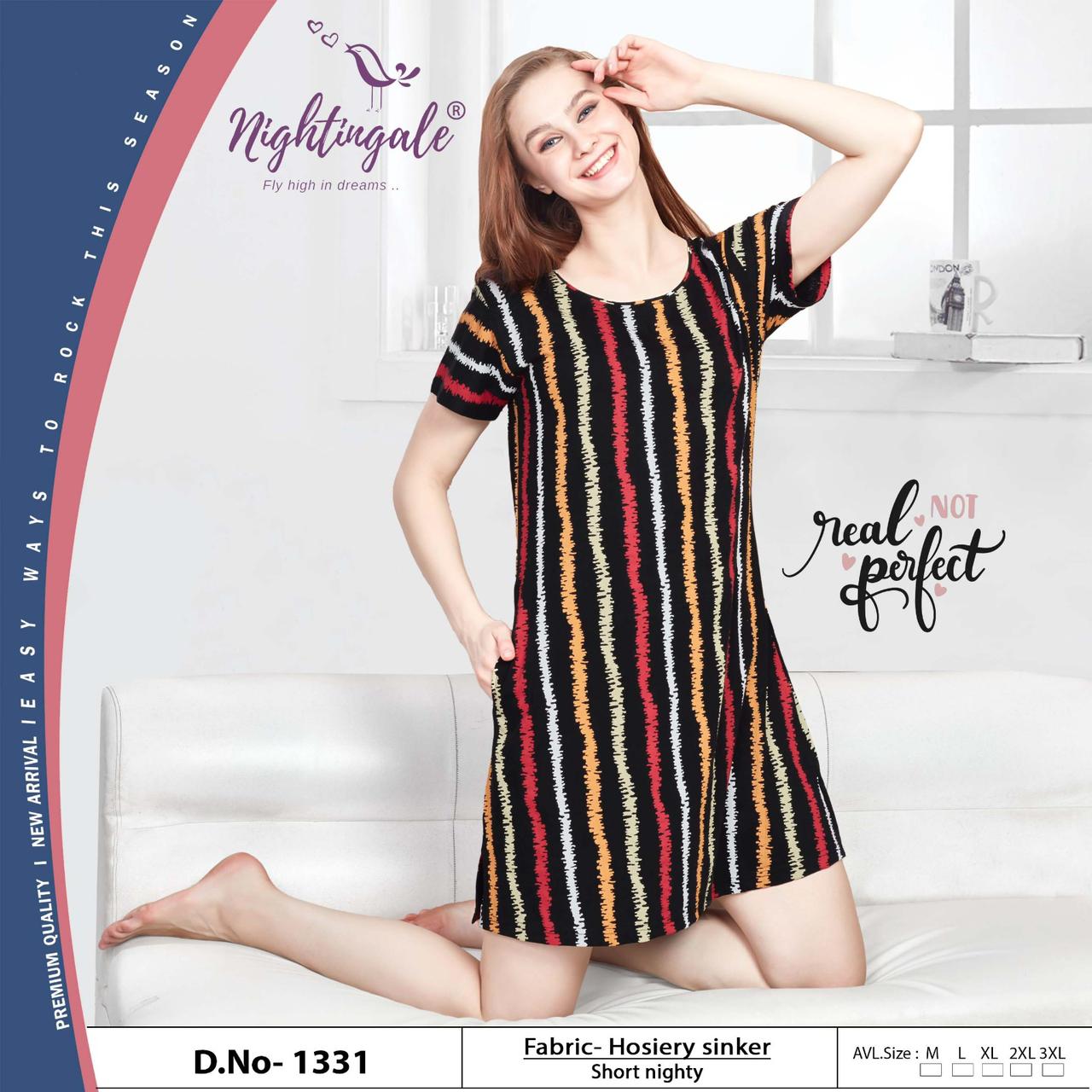 Design 1331 Nightingale Hosiery Short Night Gown Supplier Ahmedabad