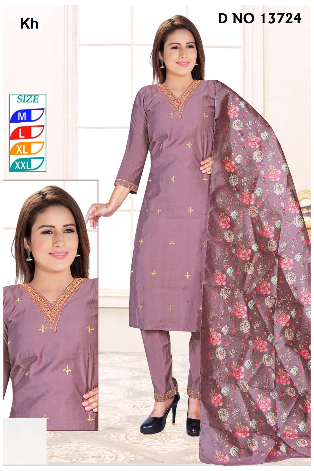 Design 13721-13729 Kh Roman Silk Readymade Pant Style Suits Exporter