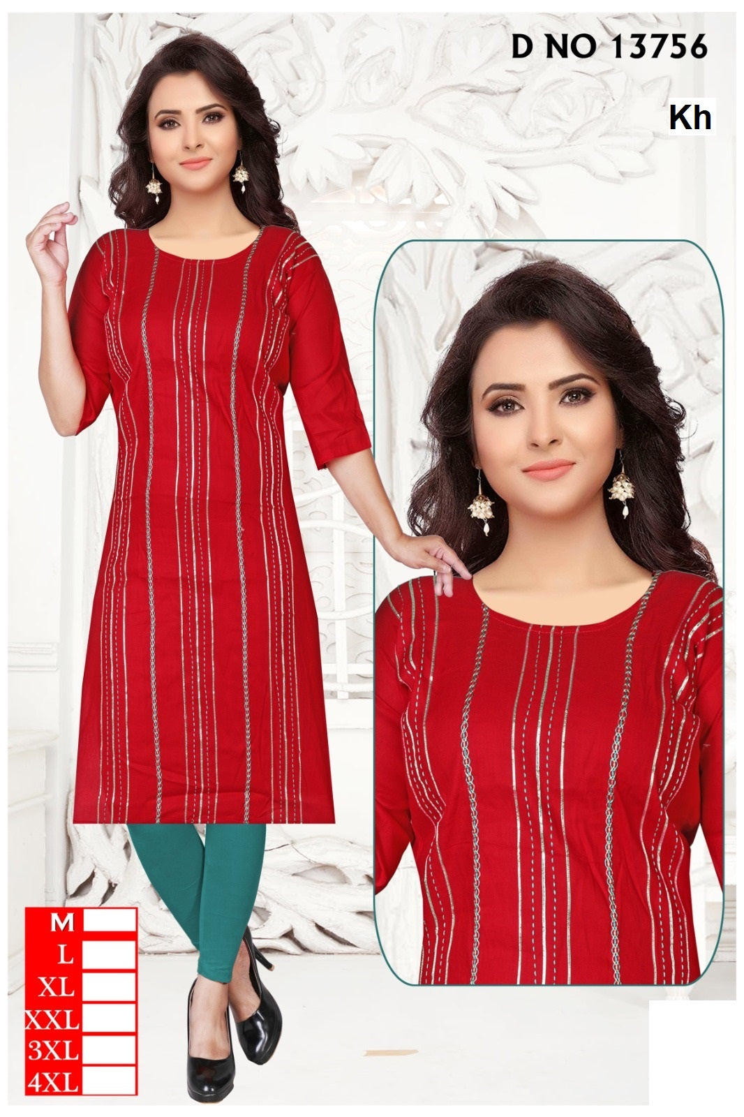 Design 13754-13756 Kh Rayon Straight Cut Kurtis Wholesale Rate