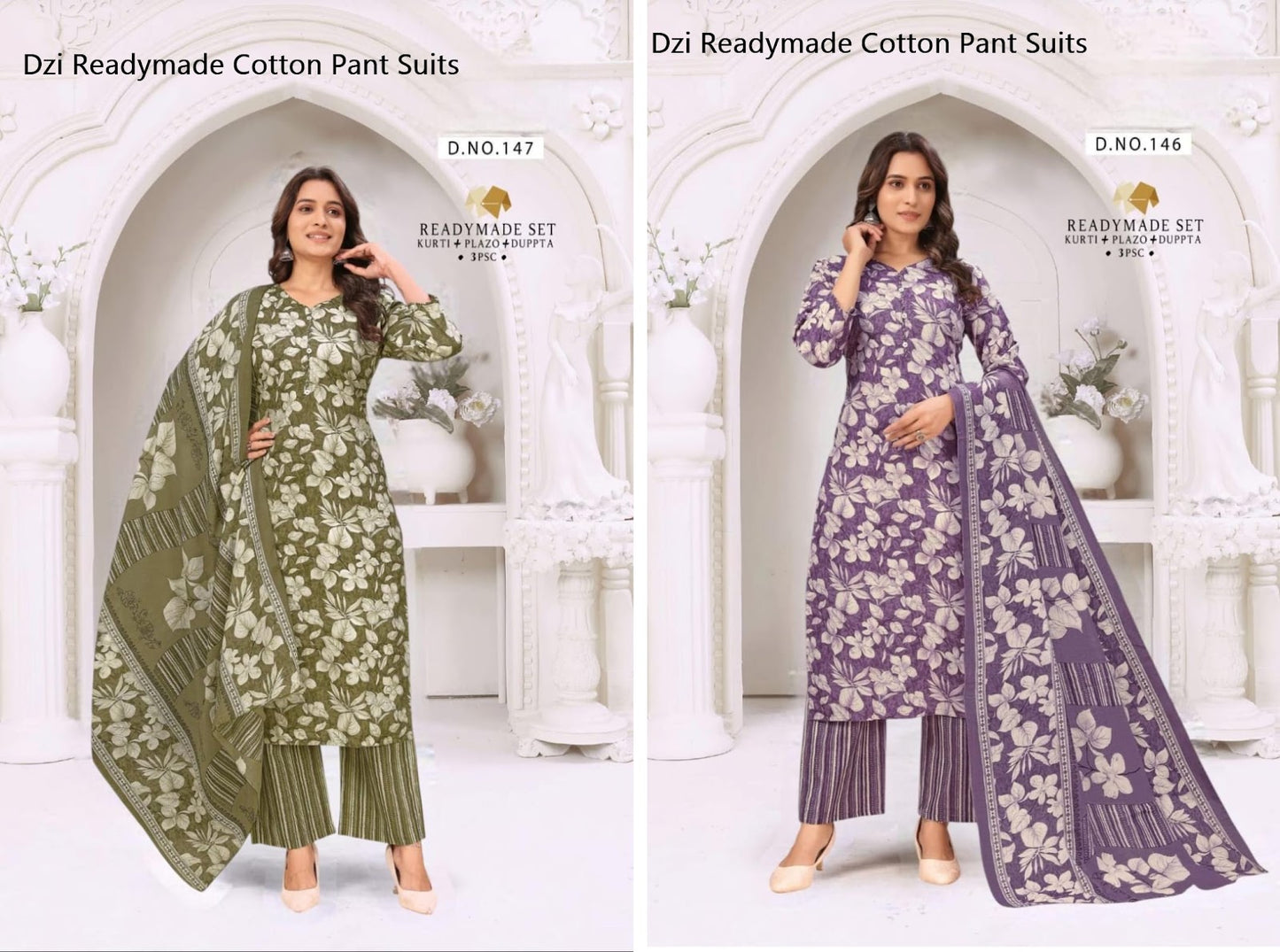 Design 146-147 Dzi Readymade Cotton Pant Suits Manufacturer Ahmedabad