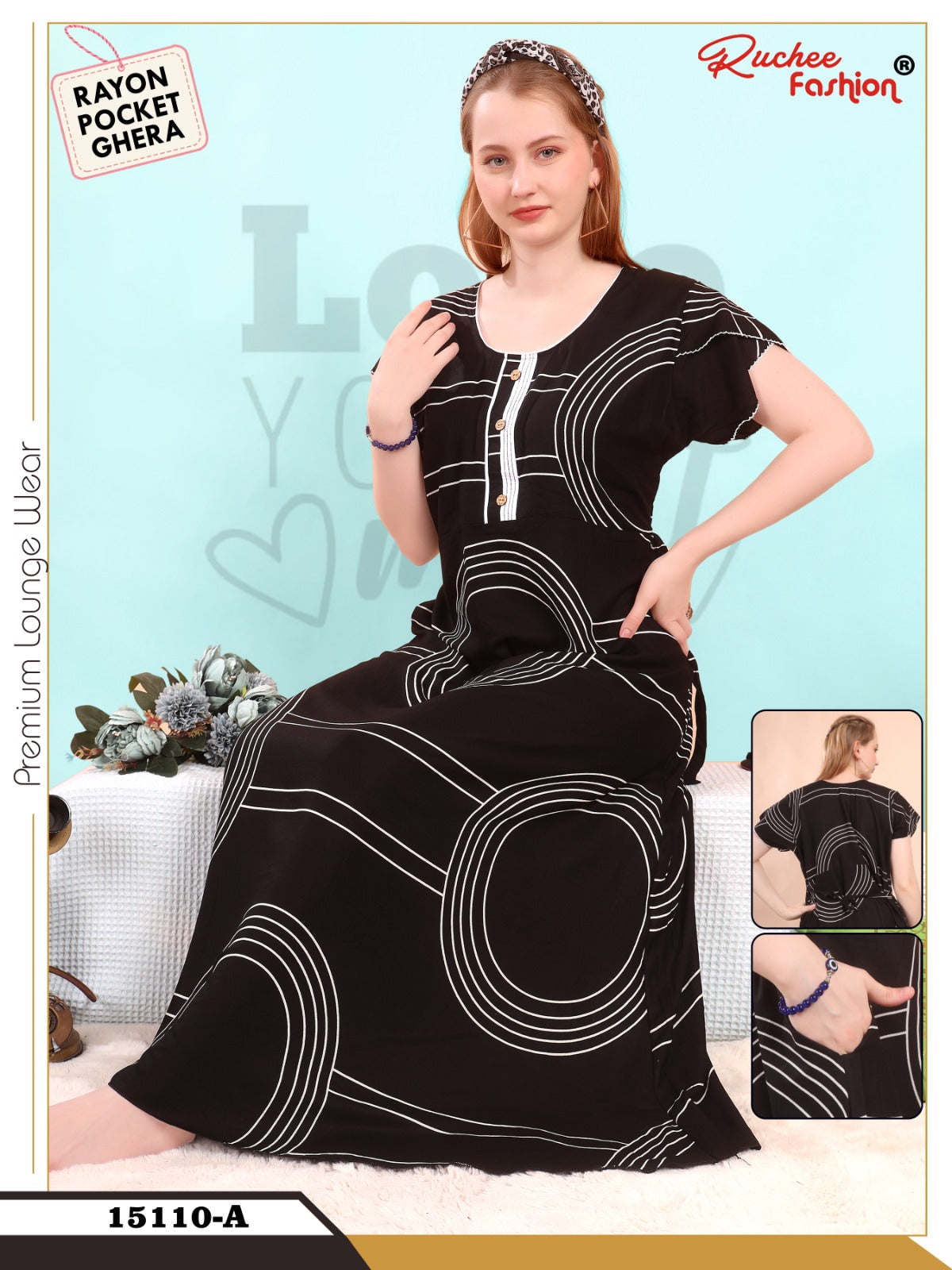 Design 15110-15115 Ruchee Fashion Rayon Night Gowns Exporter Gujarat