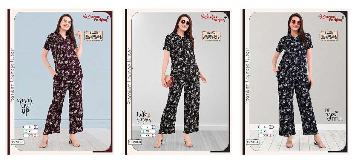 Design 15290 Abc Ruchee Fashion Rayon Co Ord Set Exporter