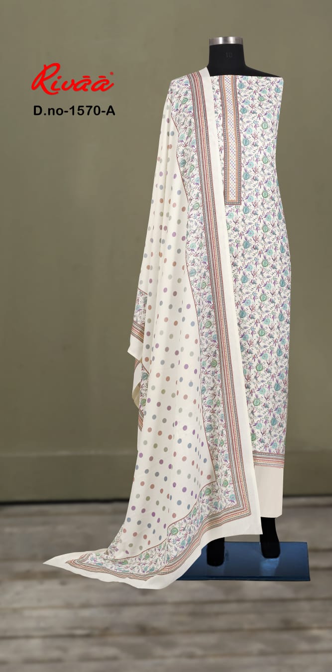 Design 1569 1570 Rivaa Pashmina Suits Wholesale Rate