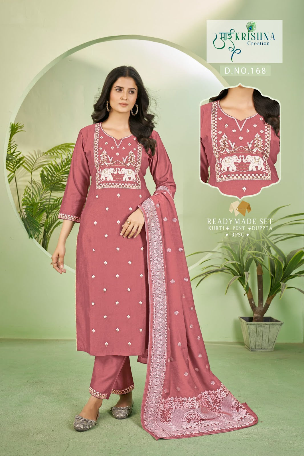 Design 167-169 Sai Krishna Dzi Gadwal Readymade Pant Style Suits Supplier Gujarat