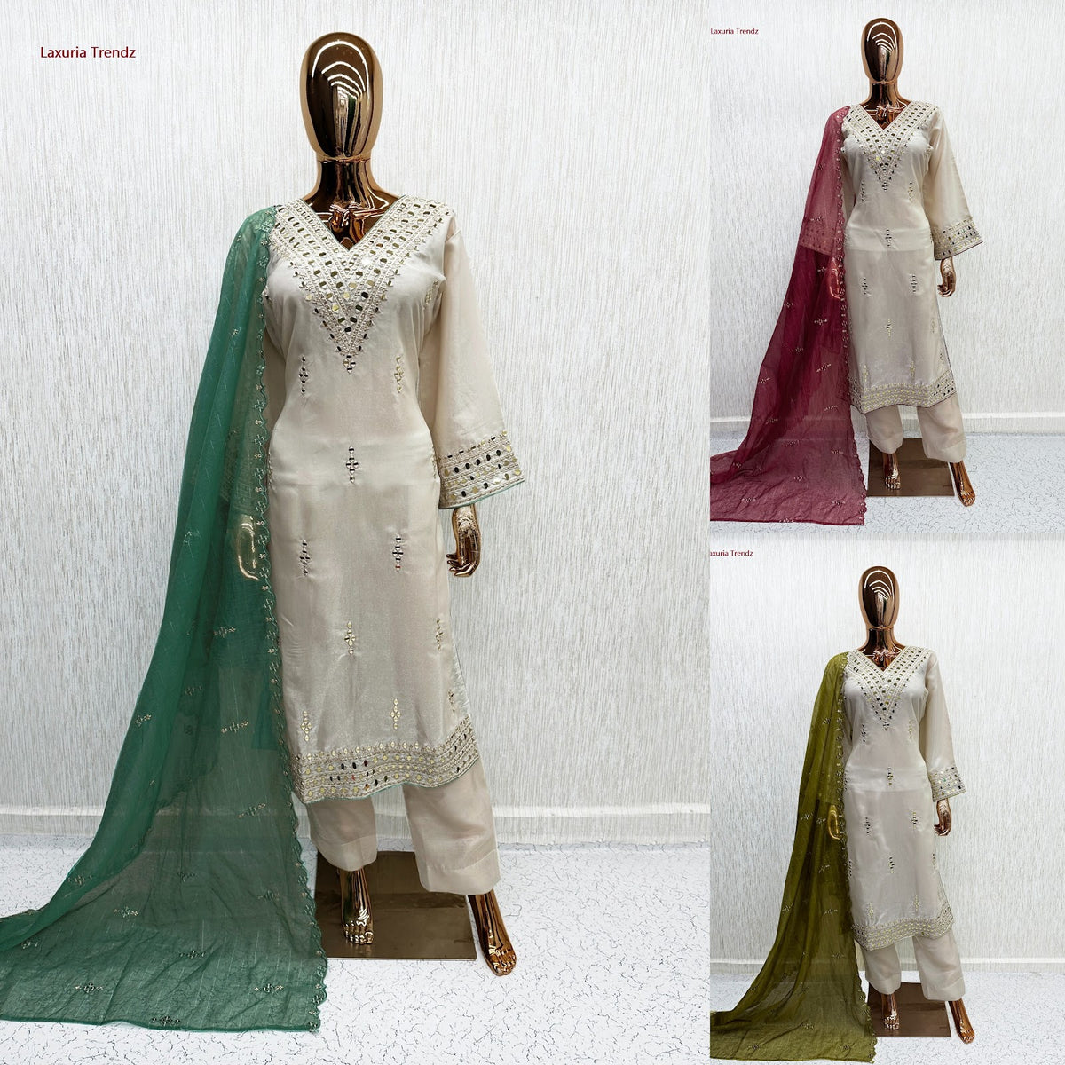 Design 1700 Laxuria Trendz Roman Pakistani Readymade Suits Supplier