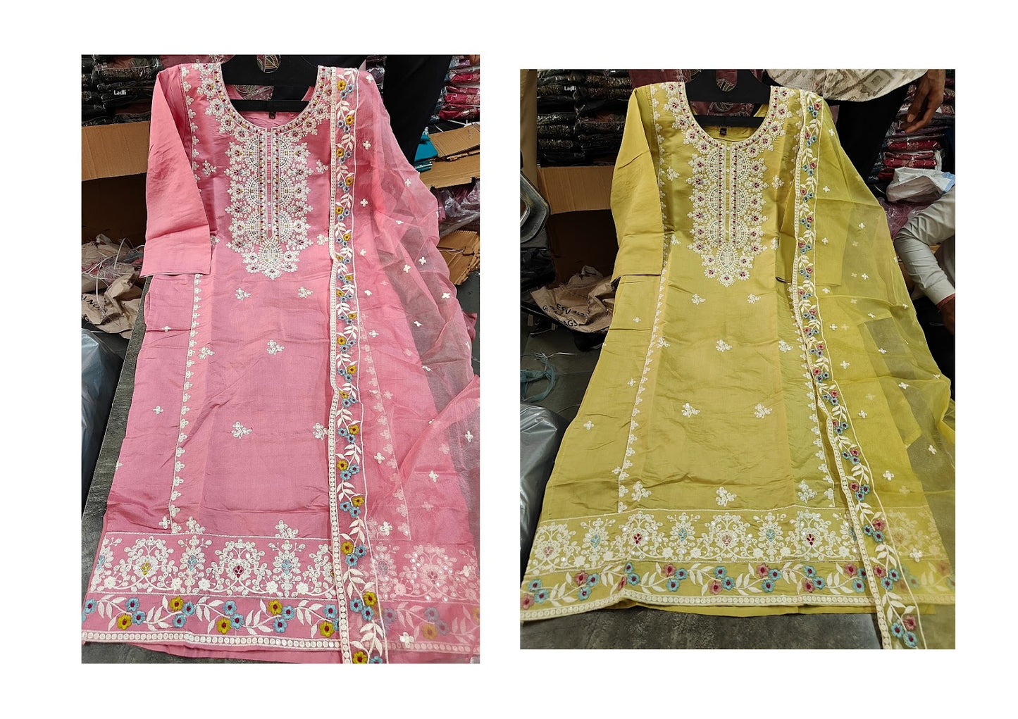 Design 170325 Ladli Roman Silk Readymade Pant Style Suits Wholesale Rate