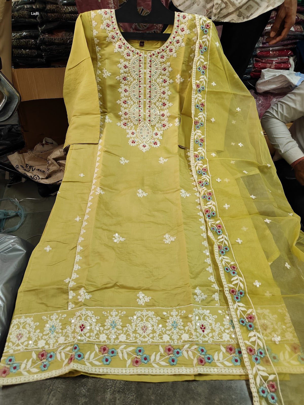 Design 170325 Ladli Roman Silk Readymade Pant Style Suits Wholesale Rate