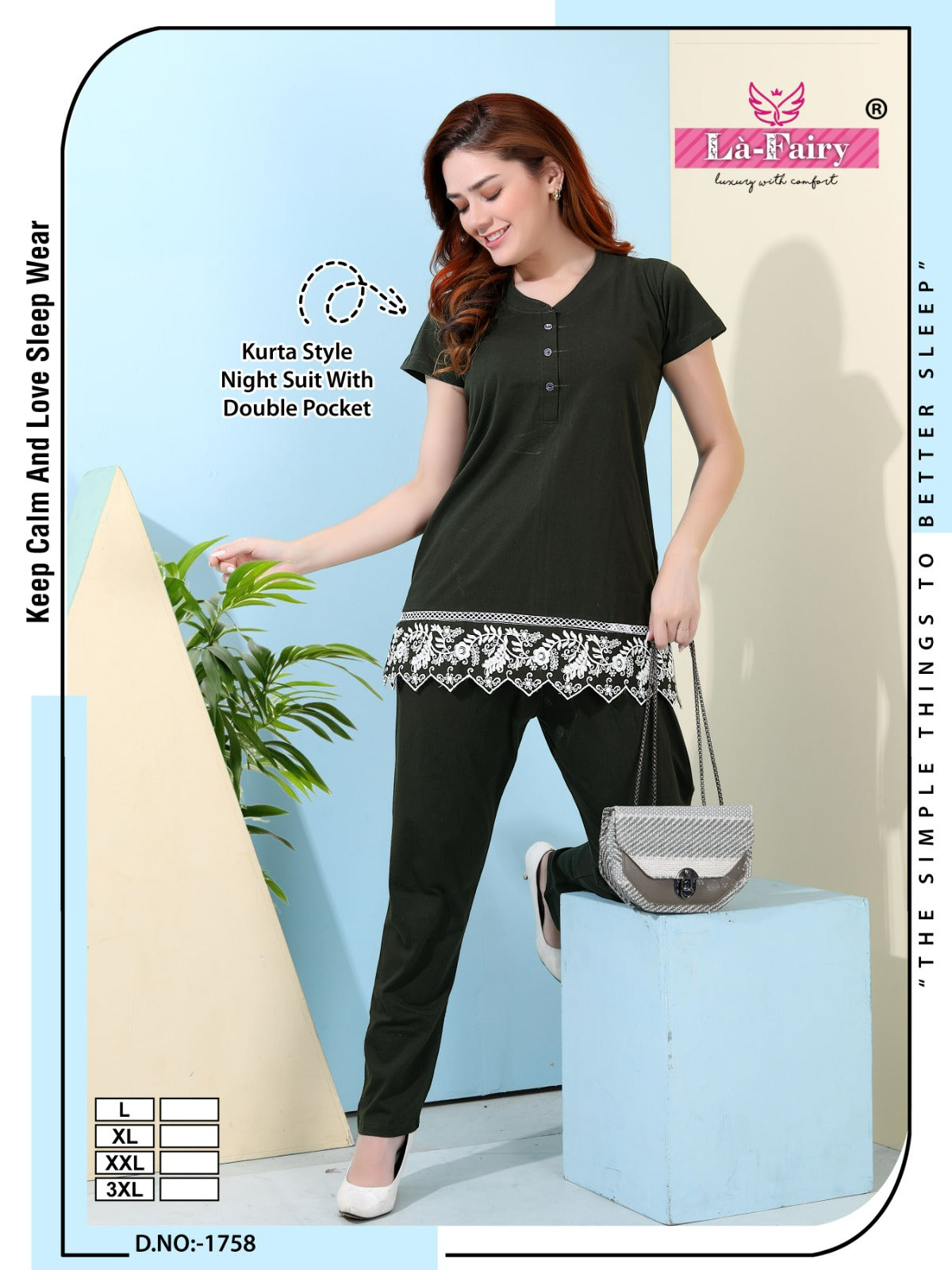 Design 1758 La Fairy Hosiery Kurta Night Suits Exporter Gujarat