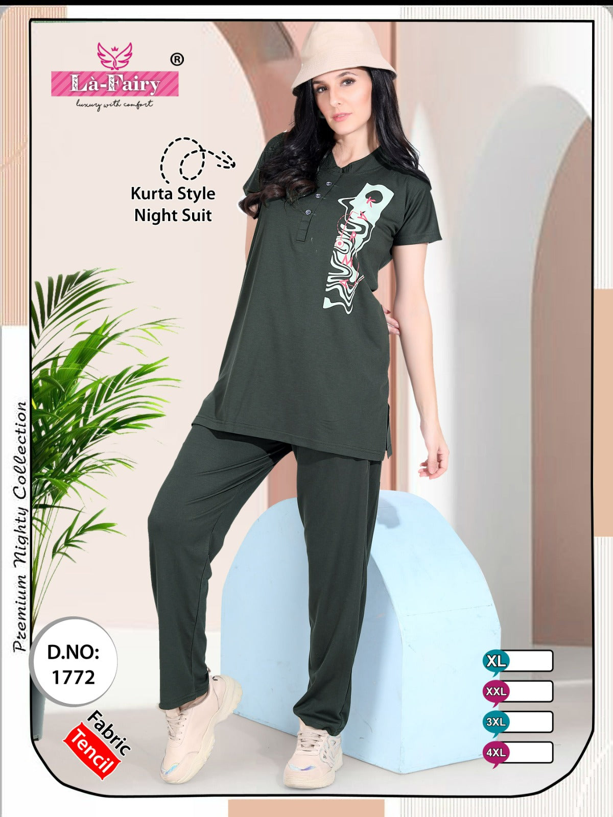 Design 1772 La Fairy Tencil Kurta Night Suits Exporter Gujarat