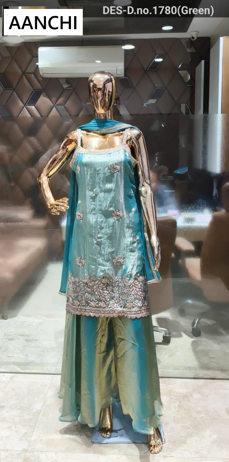 Design 1780 Aanchi Satin Readymade Plazzo Style Suits Wholesale Rate