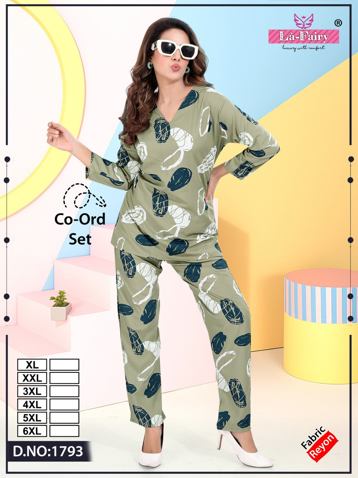 Design 1793 La Fairy Reyon Co Ord Set Wholesale Rate