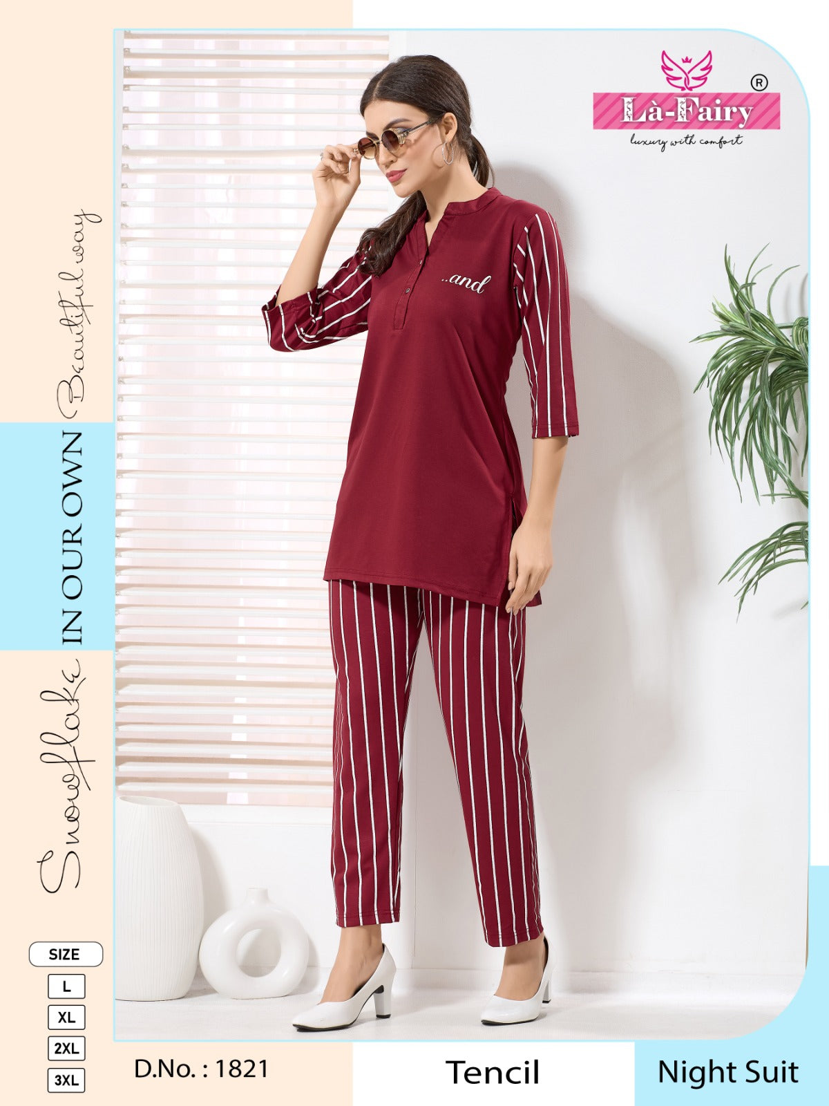 Design 1821 La Fairy Tencil Kurta Night Suits Manufacturer Gujarat