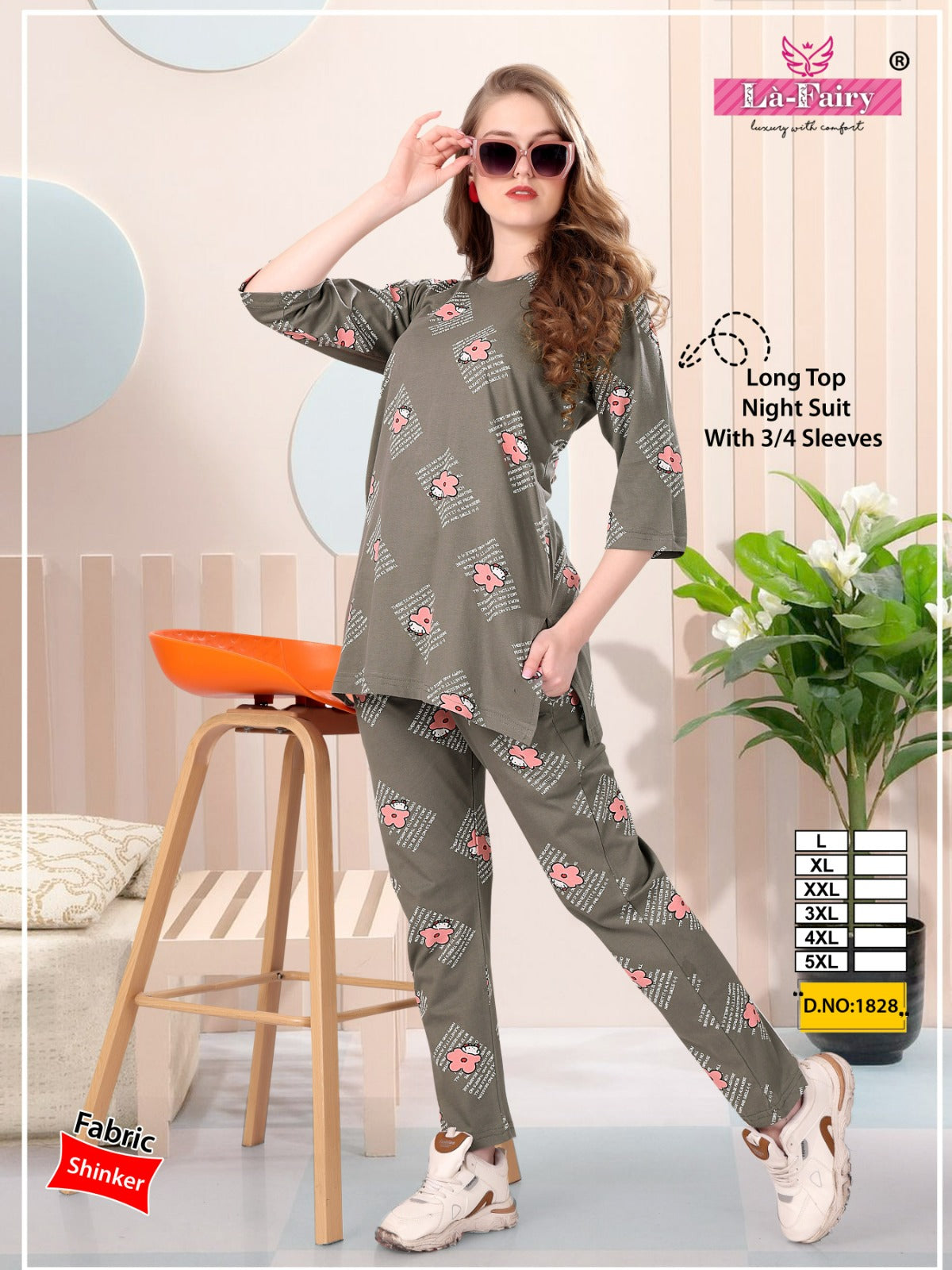 Design 1828 La Fairy Sinker Kurta Night Suits Exporter Ahmedabad